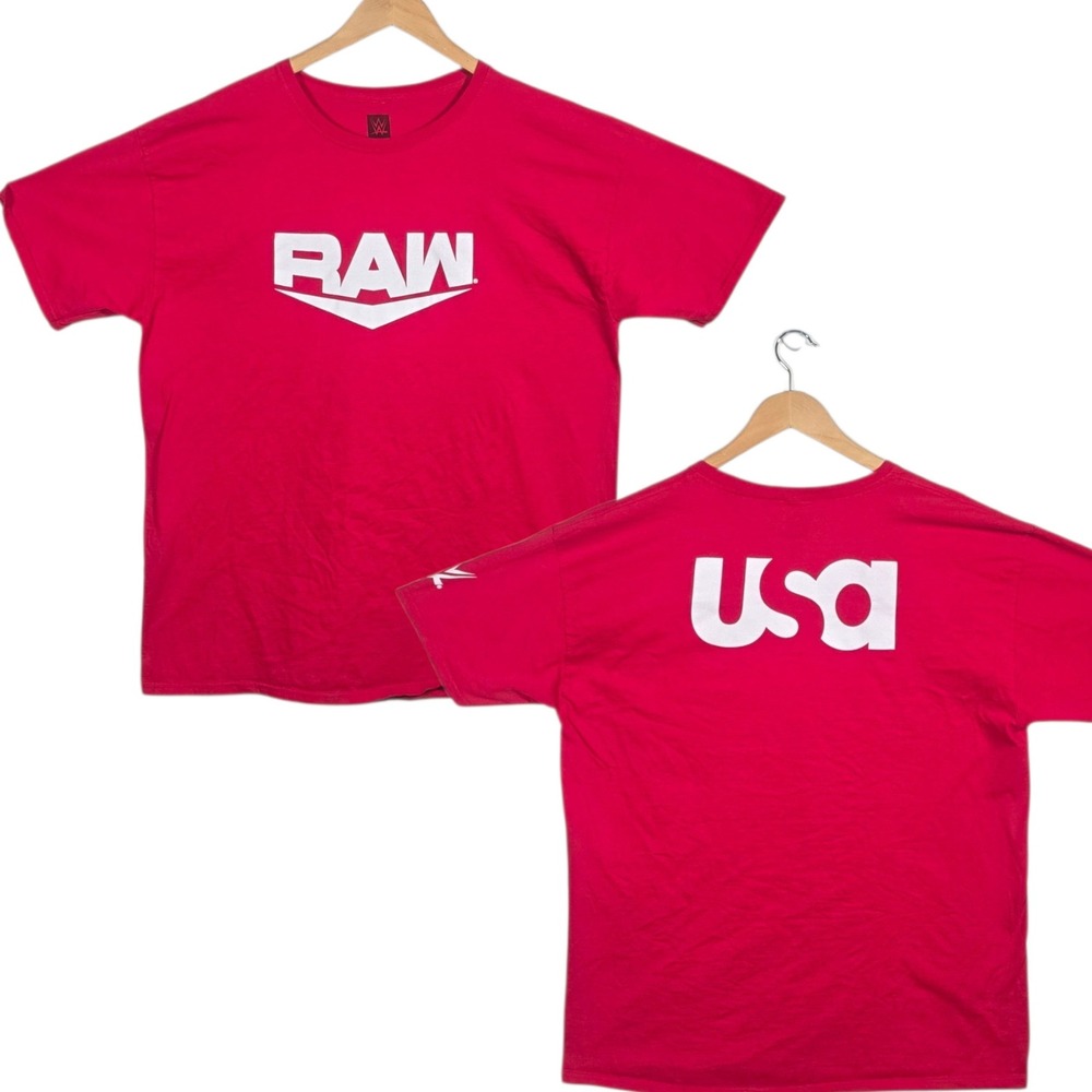 WWE‎ Authentic RAW T-Shirt Mens XL Red USA Graphic Short Sleeve 2019 Cotton